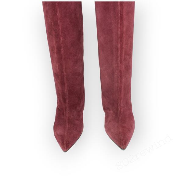 EU 38 ~ US 7.5/8 AnnaF Rosa Suede Sandy Boot KneeHigh 2.5" ConeHeel Italy Plum - Picture 11 of 16